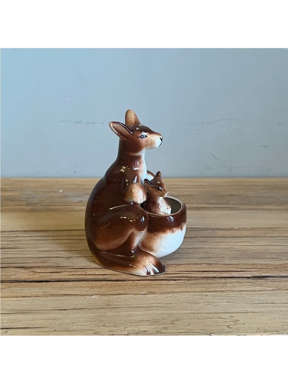 Porcelain kangaroo and joey salt and pepper shaker set-Marked Japan Vintage